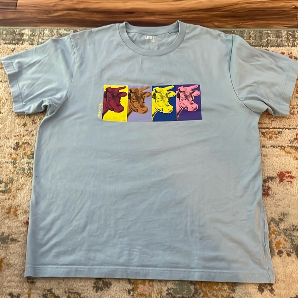 Uniqlo Light blue shirt with Andy Warhol art graphic shirt